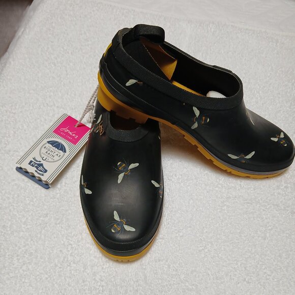 NWT Joules Pop-Ons Wellies Bumblebee Print Womens Size 8 - Picture 1 of 8
